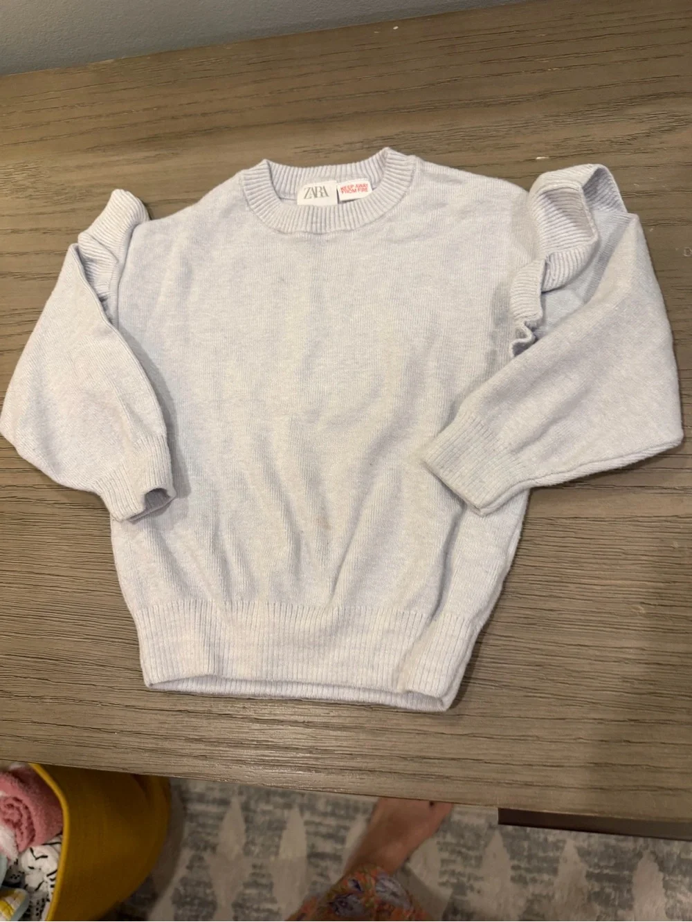 Zara Light Blue Ribbed Crew Sweater & Legging Set - Kids